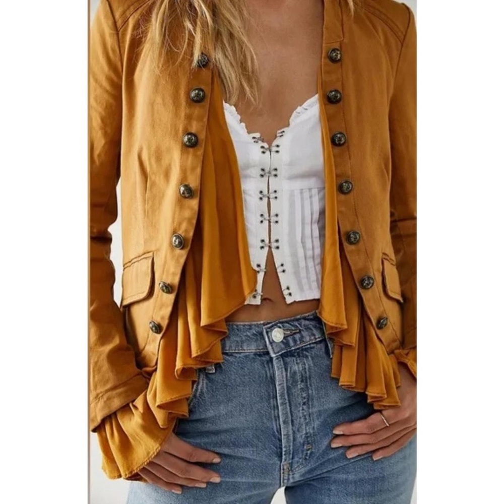 Like 🆕 Free People | Romantic Ruffle Jacket Small - Picture 7 of 16